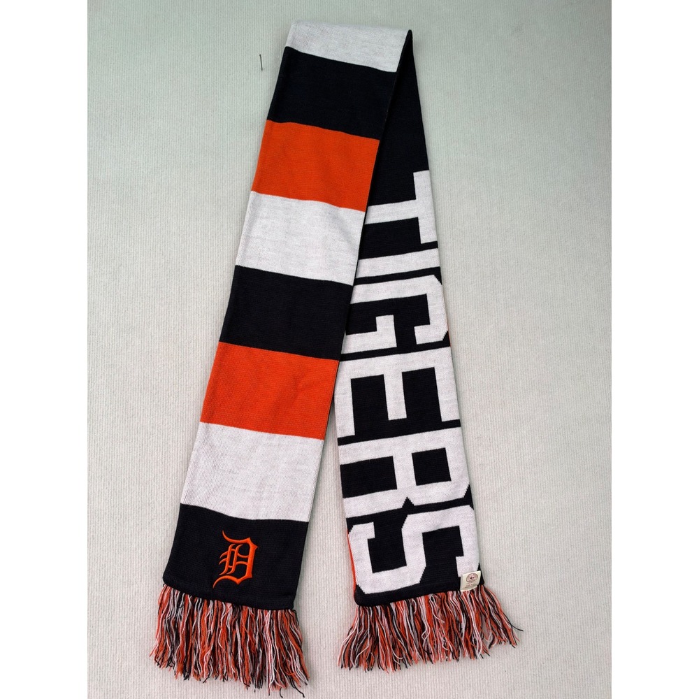 Detroit Tigers '47 Brand Scarf MLB Knit Orange Black White Fringe One Size 0458
